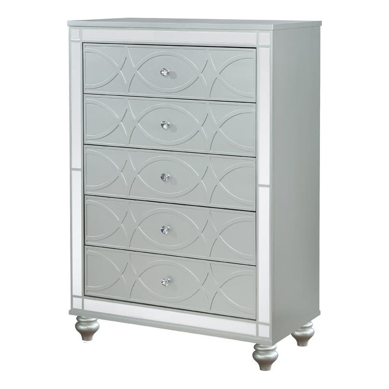 Gunnison 5-drawer Bedroom Chest Silver Metallic