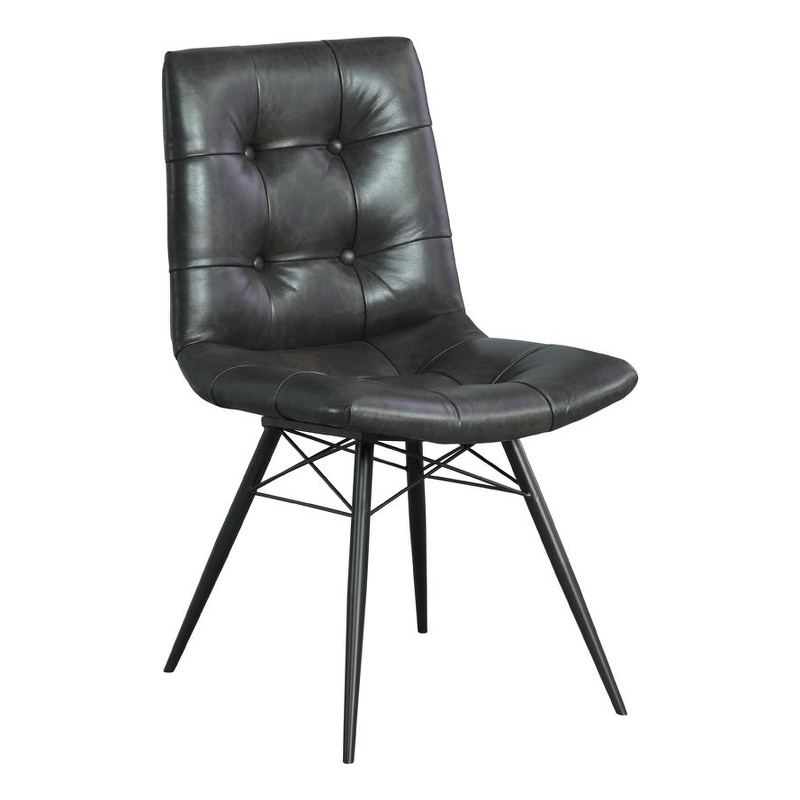 Coaster Aiken 19'' Faux Leather Upholstered Dining Side Chair in Charcoal