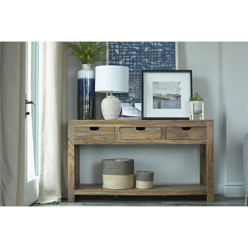 Esther 3-drawer Wood Console Table Natural Sheesham