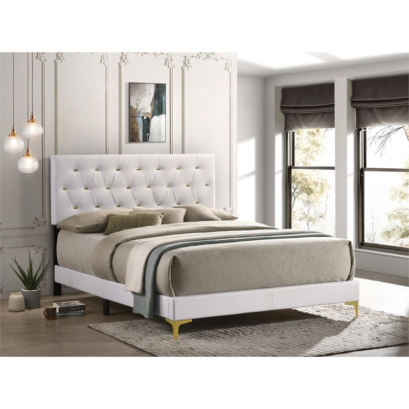 Kendall Upholstered Eastern King Panel Bed White