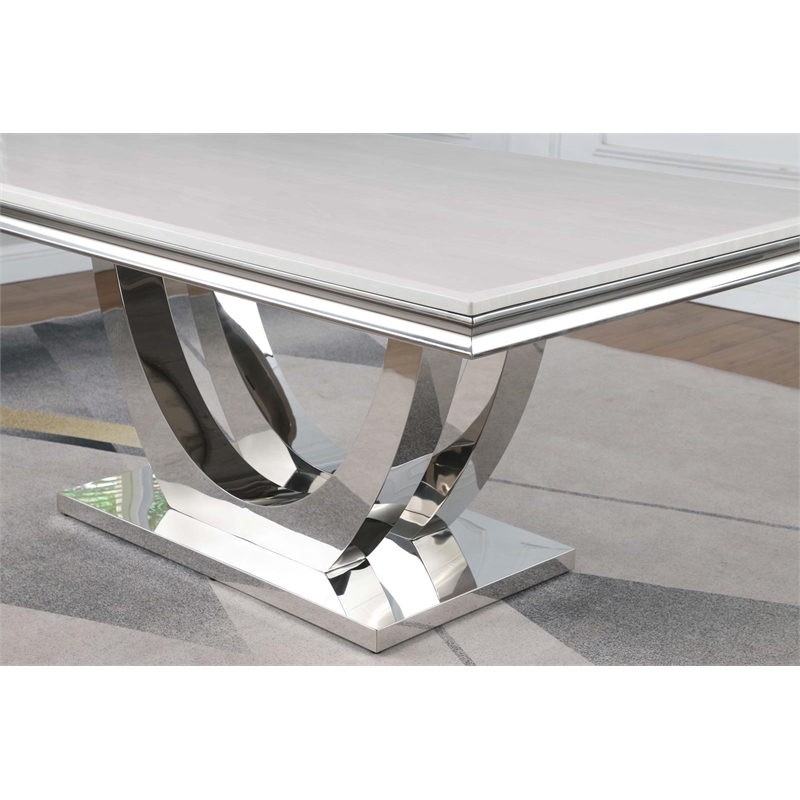 Kerwin Rectangular 71-inch Stone Top Dining Table White