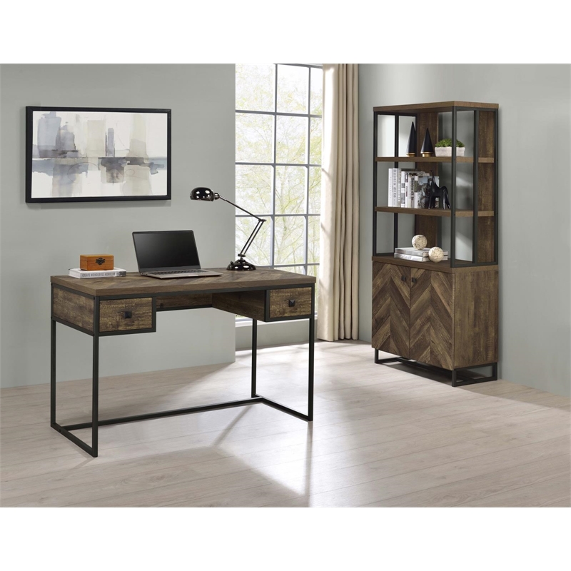 Millbrook 71-inch 2-door Storage Bookshelf Rustic Oak