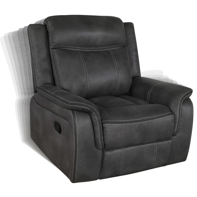 Lawrence Upholstered Padded Arm Glider Recliner Charcoal