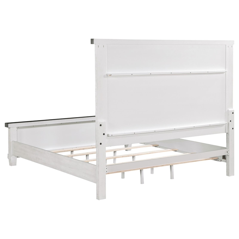 coaster lilith wood queen panel bed distressed in gray and white