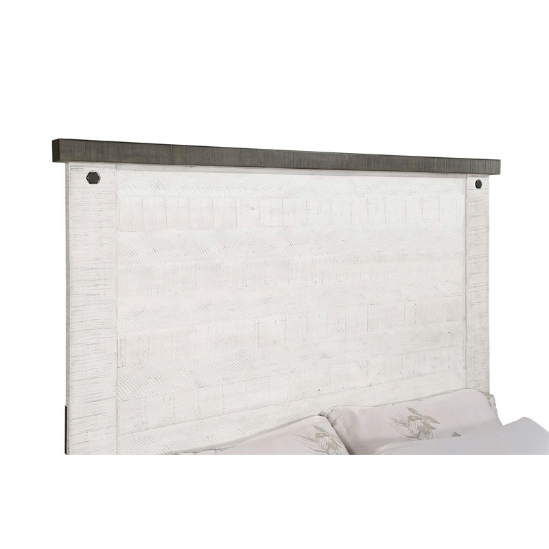 coaster lilith wood queen panel bed distressed in gray and white