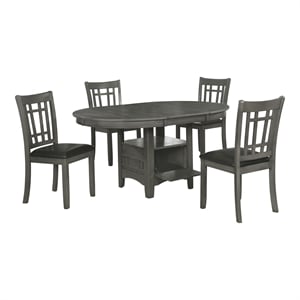 Lavon 5-piece Oval Extension Leaf Dining Set Medium Grey