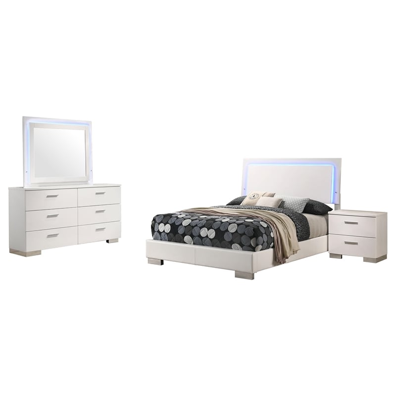 Felicity 4-piece Full Bedroom Set White High Gloss