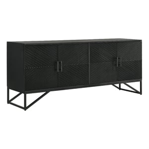 Riddell 4-door Wood Reeding Accent Cabinet Matte Black