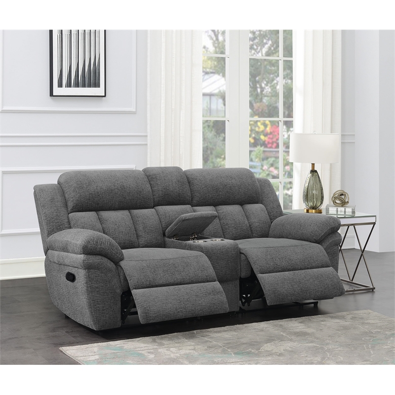 Bahrain Upholstered Motion Loveseat Charcoal