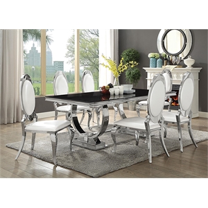 Antoine 7-piece Rectangular Glass Top Dining Set Chrome
