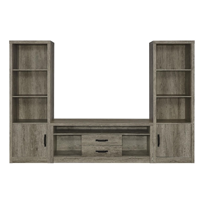 Burke 3-piece 59-inch TV Entertainment Center Grey Driftwood