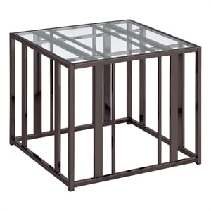 Adri Rectangular Glass Top Side End Table Black Nickel