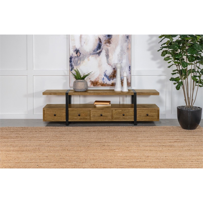 Otto 5-drawer Mango Wood 70-inch TV Stand Media Console Brown