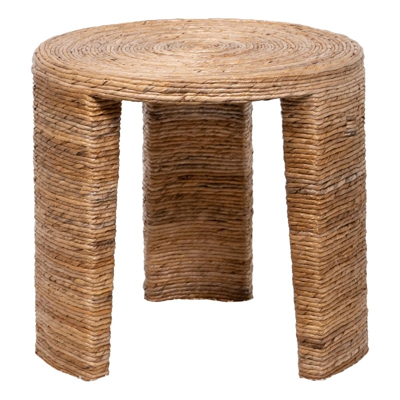 Artina Woven Rattan Round Side End Table Natural Brown