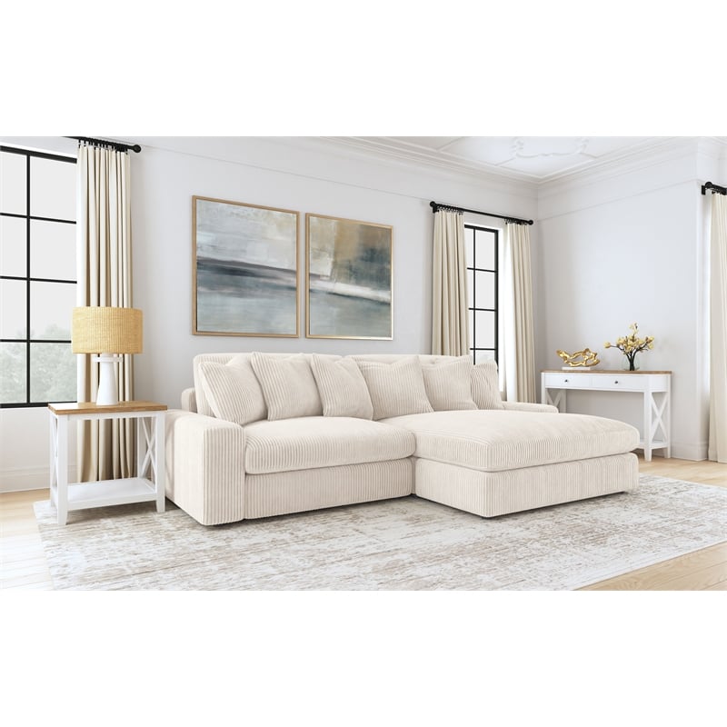 Coaster Blaine Fabric Upholstered Reversible Chaise Sectional Sofa In Sand