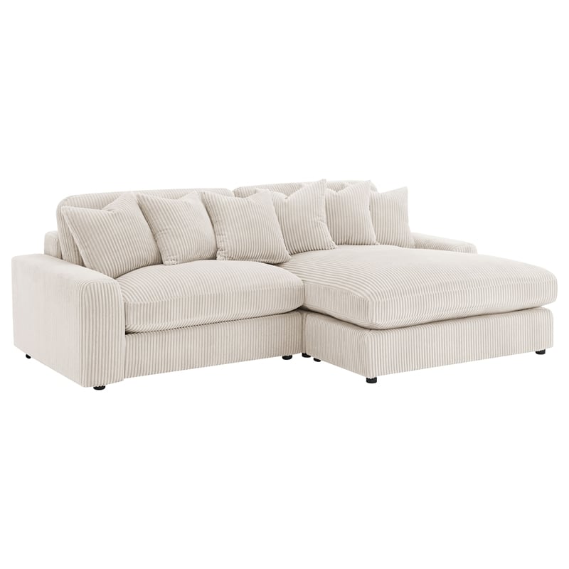 Coaster Blaine Fabric Upholstered Reversible Chaise Sectional Sofa In Sand