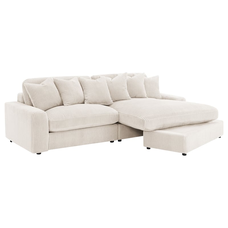 Coaster Blaine Fabric Upholstered Reversible Chaise Sectional Sofa In Sand
