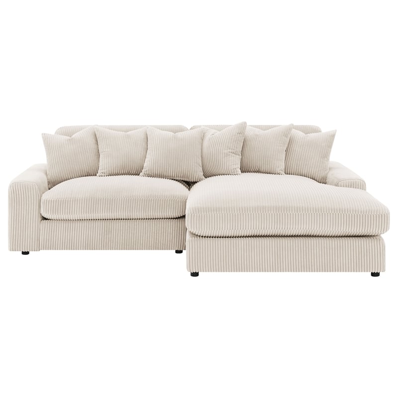 Coaster Blaine Fabric Upholstered Reversible Chaise Sectional Sofa In Sand