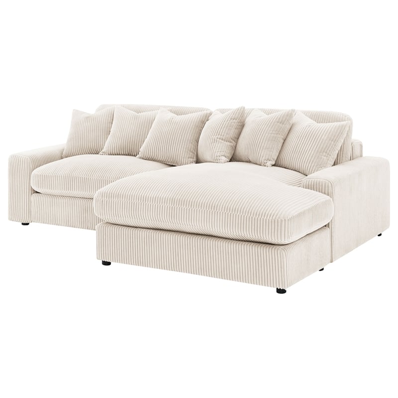 Coaster Blaine Fabric Upholstered Reversible Chaise Sectional Sofa In Sand