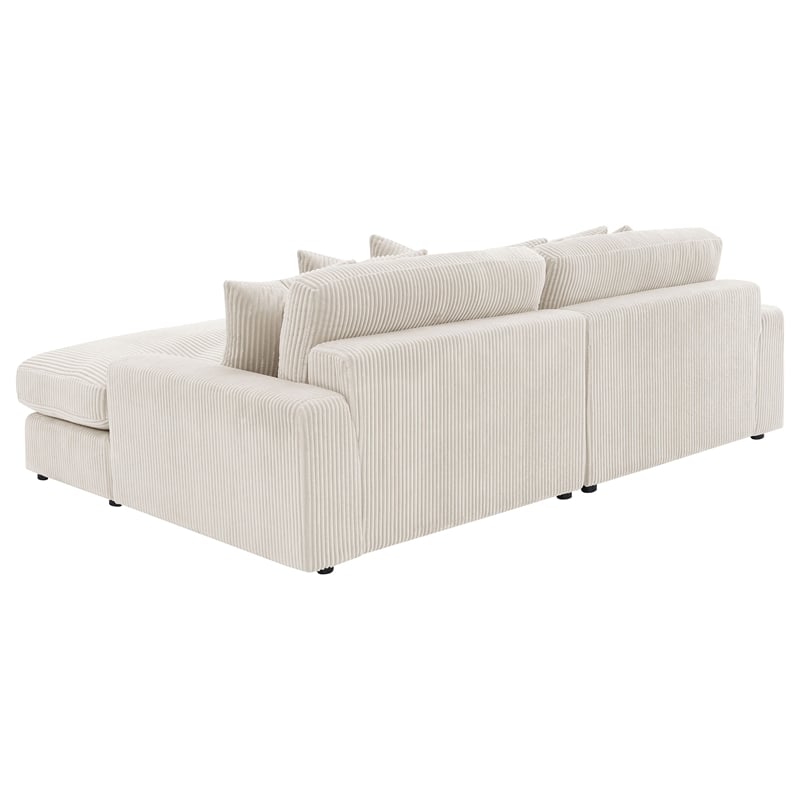 Coaster Blaine Fabric Upholstered Reversible Chaise Sectional Sofa In Sand