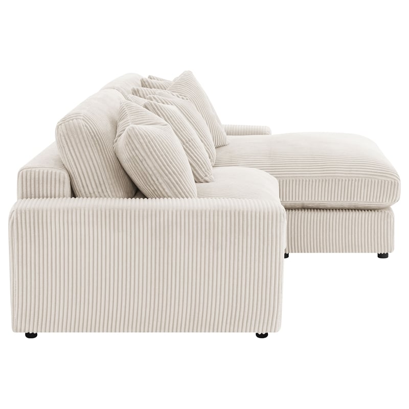 Coaster Blaine Fabric Upholstered Reversible Chaise Sectional Sofa In Sand