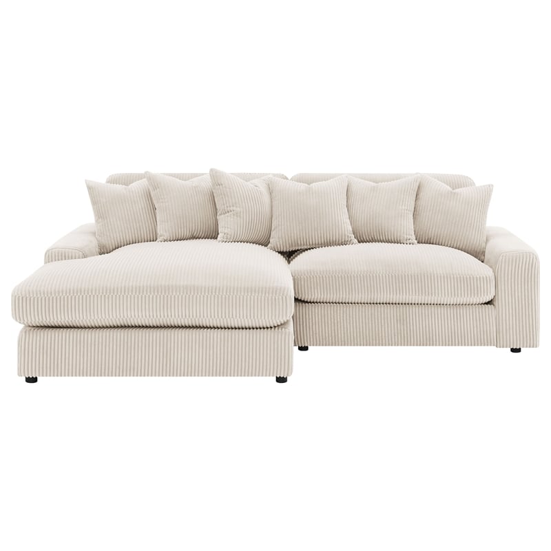 Coaster Blaine Fabric Upholstered Reversible Chaise Sectional Sofa In Sand