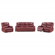 Coaster Camila 3-Piece Faux Leather Upholstered Reclining Sofa Set in Red