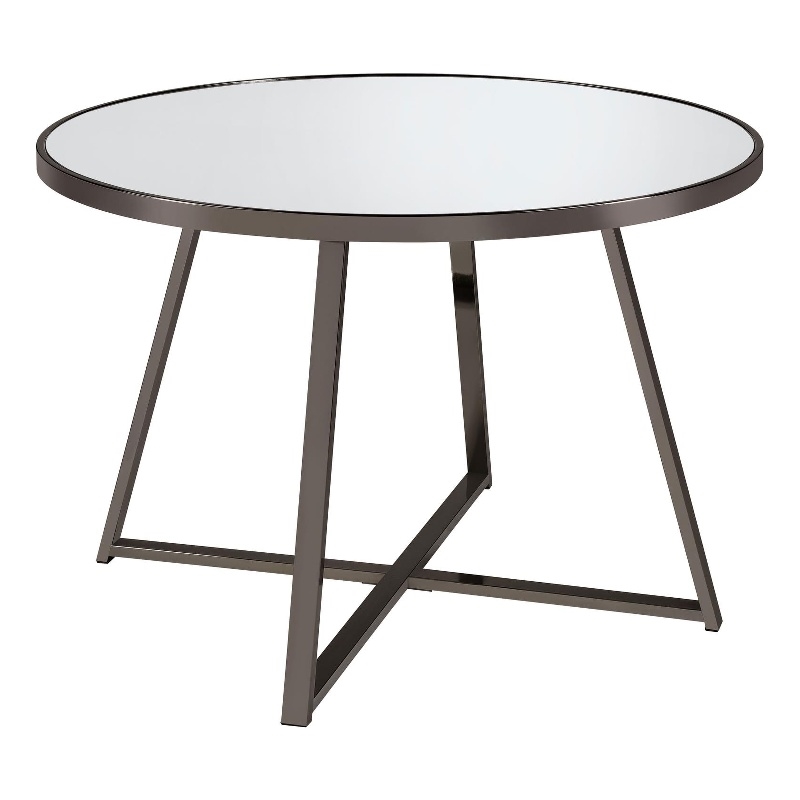 Jillian Round 45-inch Mirror Top Dining Table Black Nickel