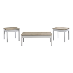 Stacie 3-piece Coffee Table Set Distressed Pine and White