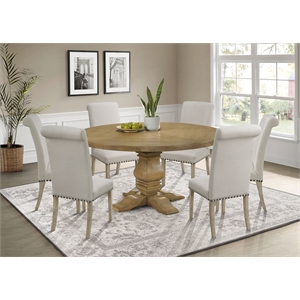 Florence 7-piece Round Dining Table Set Rustic Honey