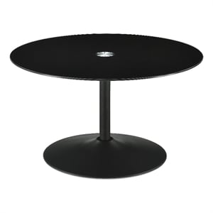 Ganso Round Metal Coffee Table With Tempered Glass Top Black