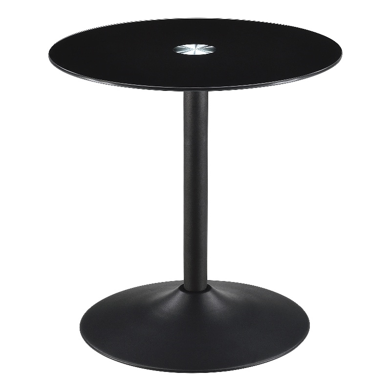 Ganso Round Metal End Table With Tempered Glass Top Black