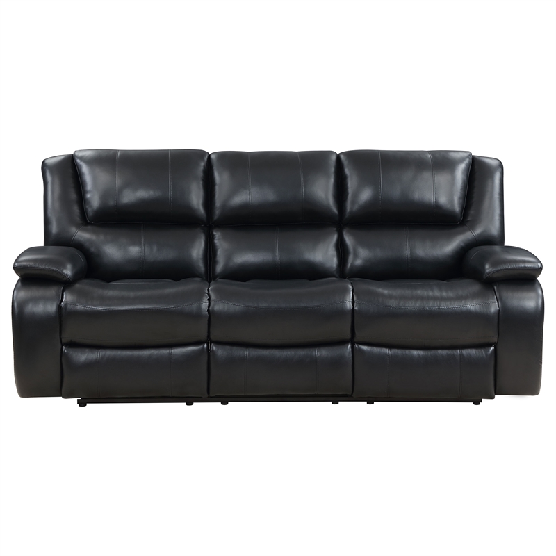 Coaster Camila 2-Piece Faux Leather Upholstered Reclining Sofa Set in Black