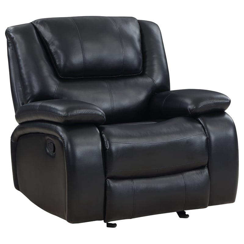Coaster Camila 3-Piece Faux Leather Upholstered Reclining Sofa Set in Black