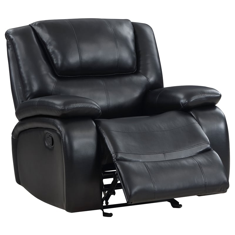Coaster Camila 3-Piece Faux Leather Upholstered Reclining Sofa Set in Black