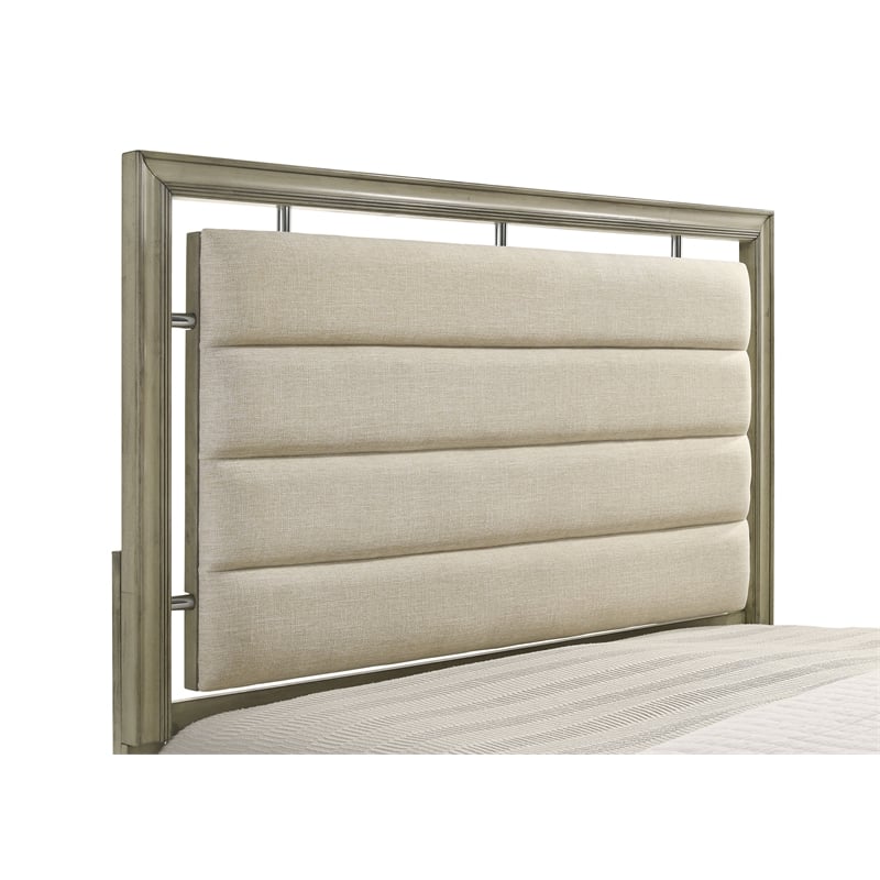 Coaster Giselle Farmhouse Wood Upholstered California King Bed in Rustic Beige