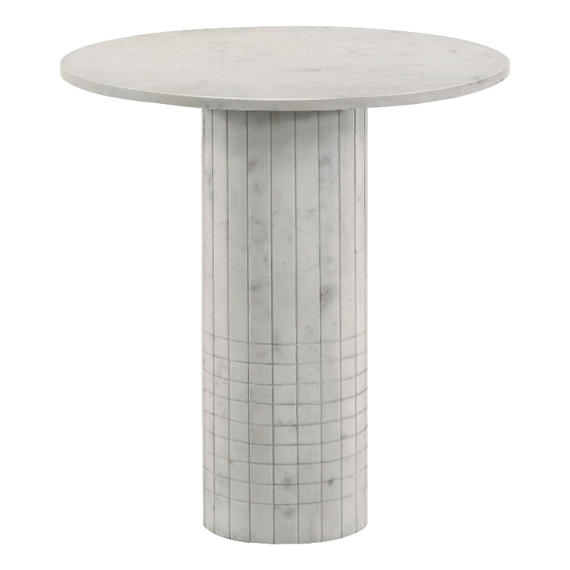 Astoria Round Genuine Marble Side End Table White
