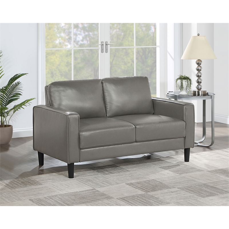 Ruth Upholstered Track Arm Loveseat Grey