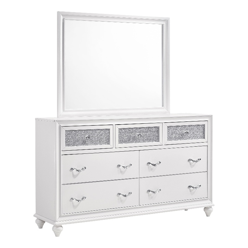 Barzini 7-drawer Dresser with Mirror White