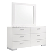 Felicity 6-drawer Wood Dresser with Mirror White High Gloss
