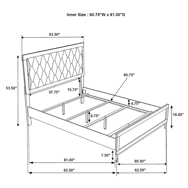 Sonora Queen Upholstered Panel Bed White