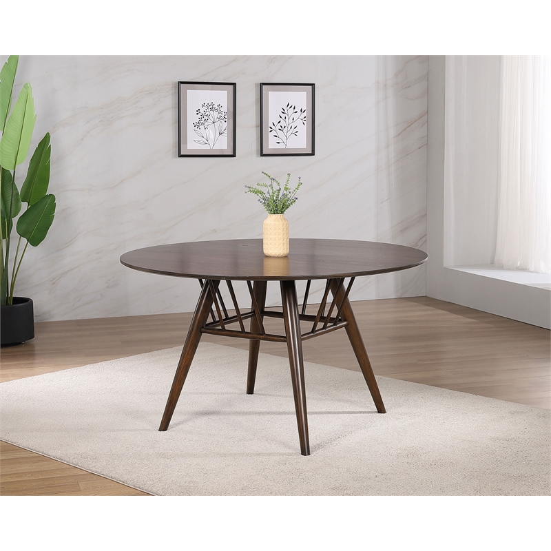 Everton Round 53-inch Wood Dining Table Dark Walnut