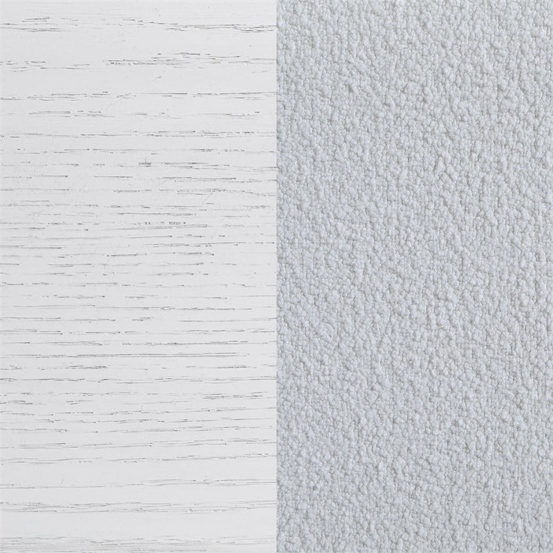 Marielle Eastern King Upholstered Panel Bed Distressed White