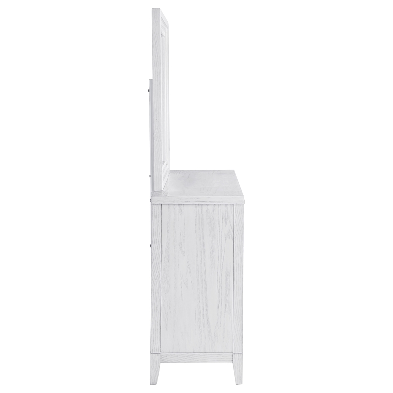 Marielle 6-drawer Dresser with Mirror Distressed White