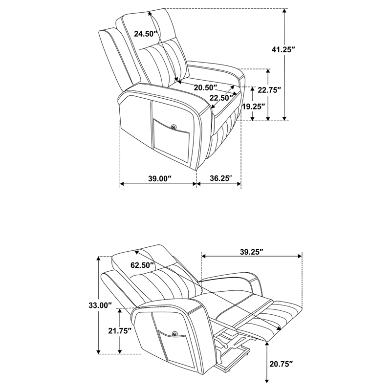 Raelynn Upholstered Power Lift Recliner Chair Grey
