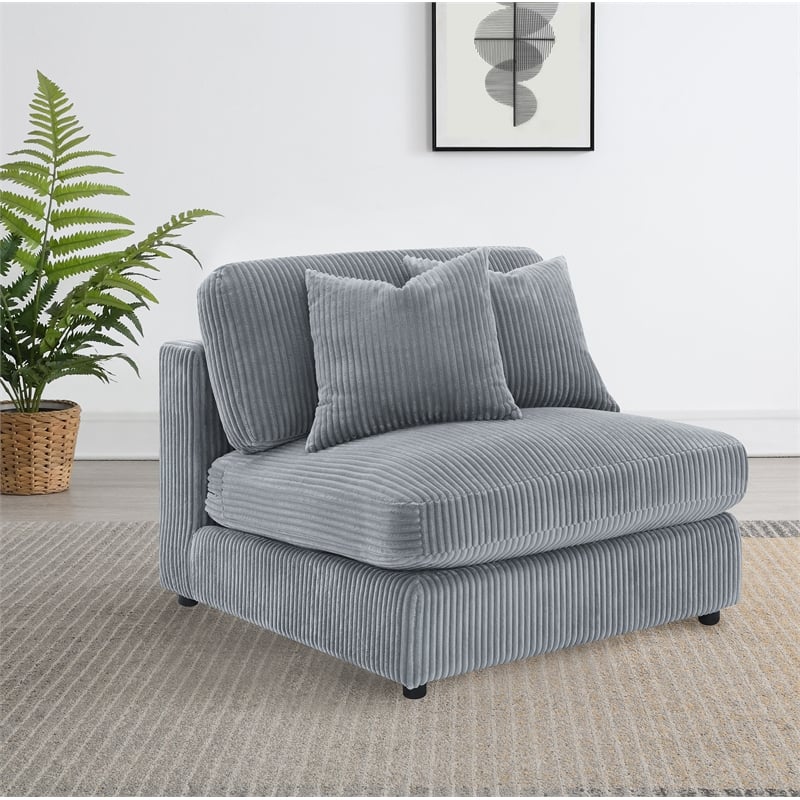 Coaster Blaine Fabric Upholstered Soft Cushion Armless Chair in Gray Fog