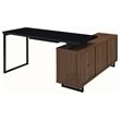Maddox 60-inch L-Shape Office Computer Desk Black and Walnut