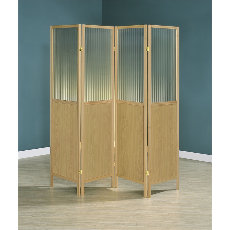 Mattison 4-Panel Room Divider Folding Shoji Screen Natural