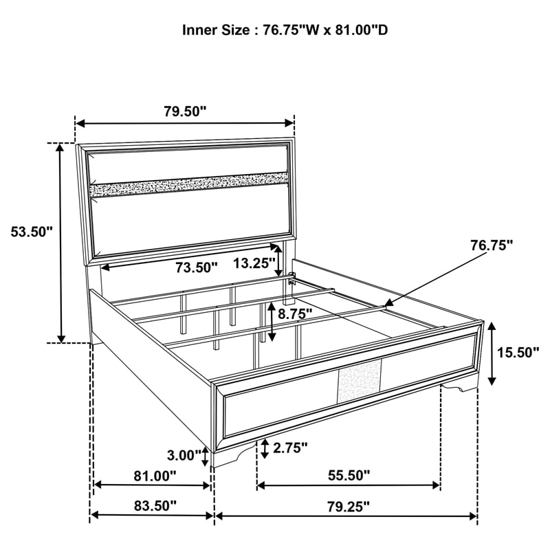 Miranda 54-inch Upholstered Eastern King Panel Bed White