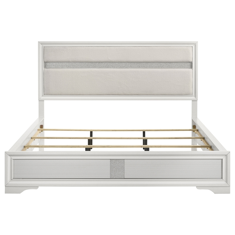 Miranda 54-inch Upholstered California King Panel Bed White